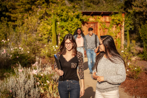 Students Walking Labyrinth on Pacifica Campus